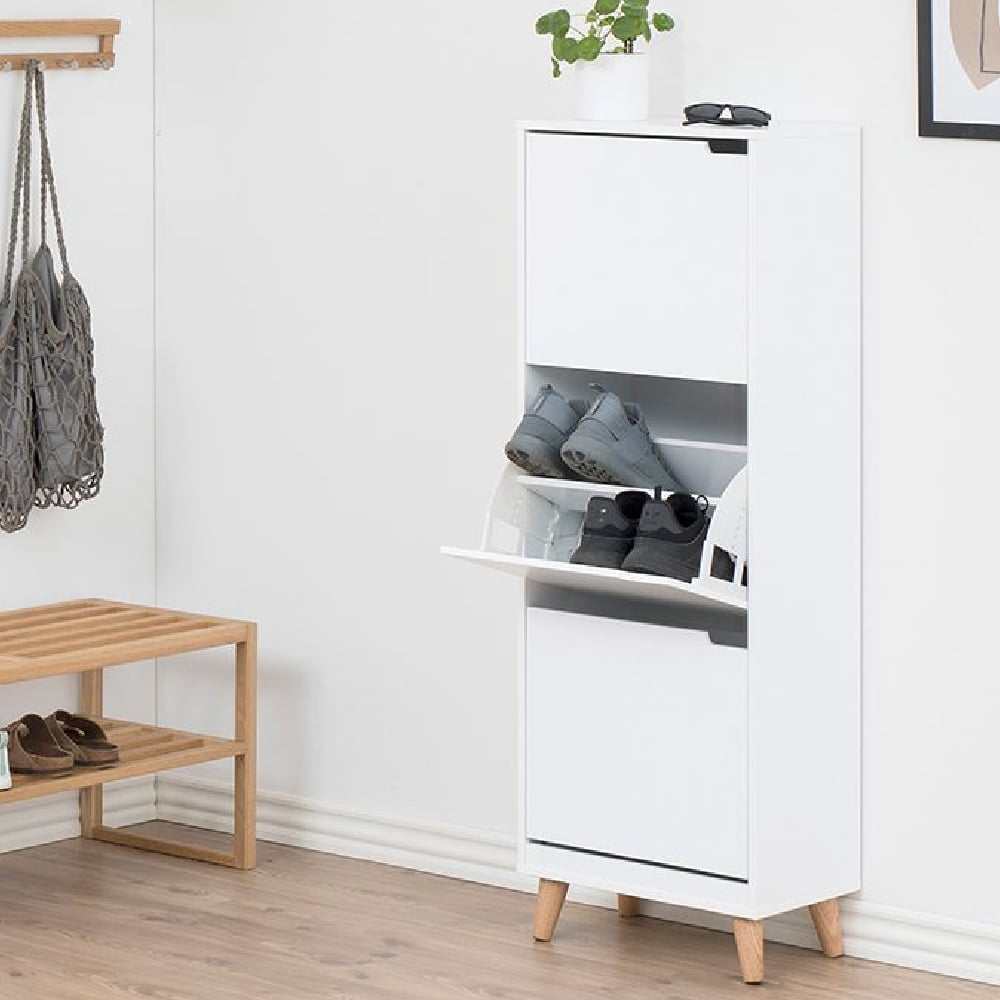 Read more about Martin wooden shoe cabinet with 3 flip doors in white