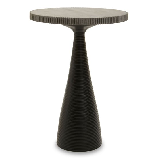Martina Black Stone Side Table With Metal Base