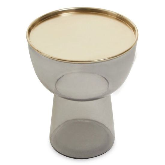 Martina Round Glass Side Table In Grey Smoked And Gold_2