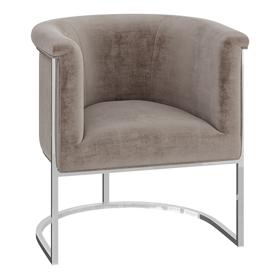 Martina Velvet Fabric Lounge Chair In Mink FiF