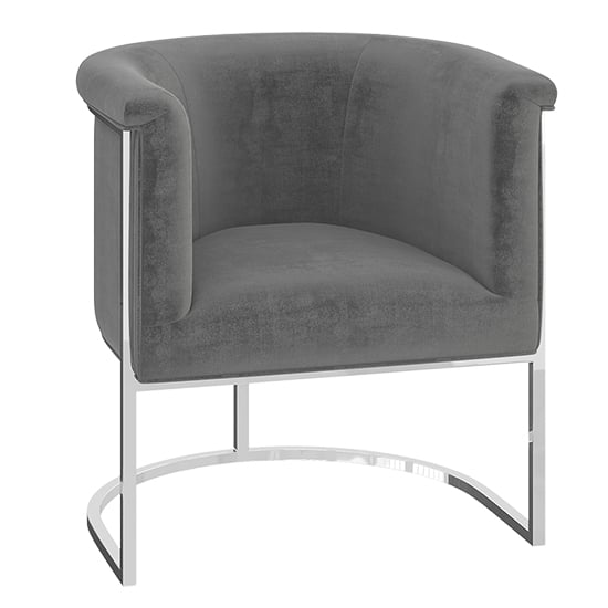 Madeley Velvet Fabric Lounge Chair In Silver Grey