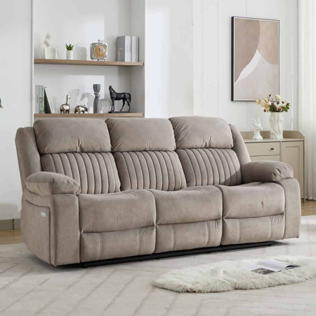 Martinez Fabric Electric Recliner 3+2+1 Seater Sofa Set - Taupe