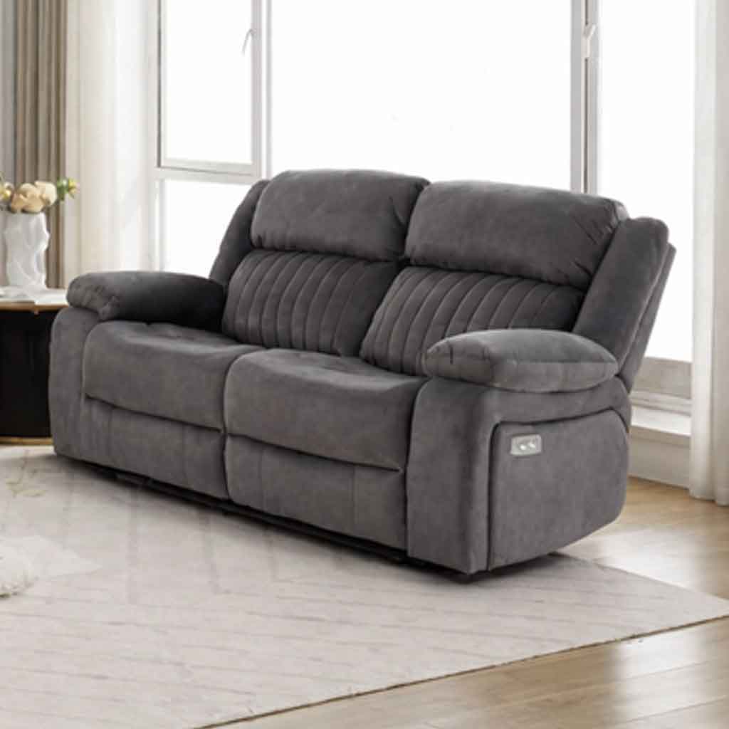 Martinez Fabric Electric Recliner 3+2 Seater Sofa Set - Slate Grey