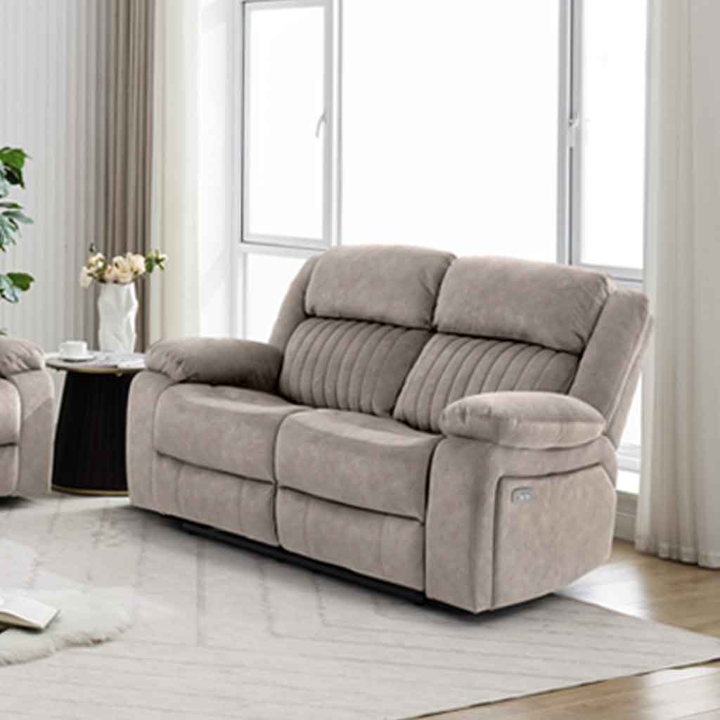 Martinez Fabric Electric Recliner 3+2 Seater Sofa Set - Taupe