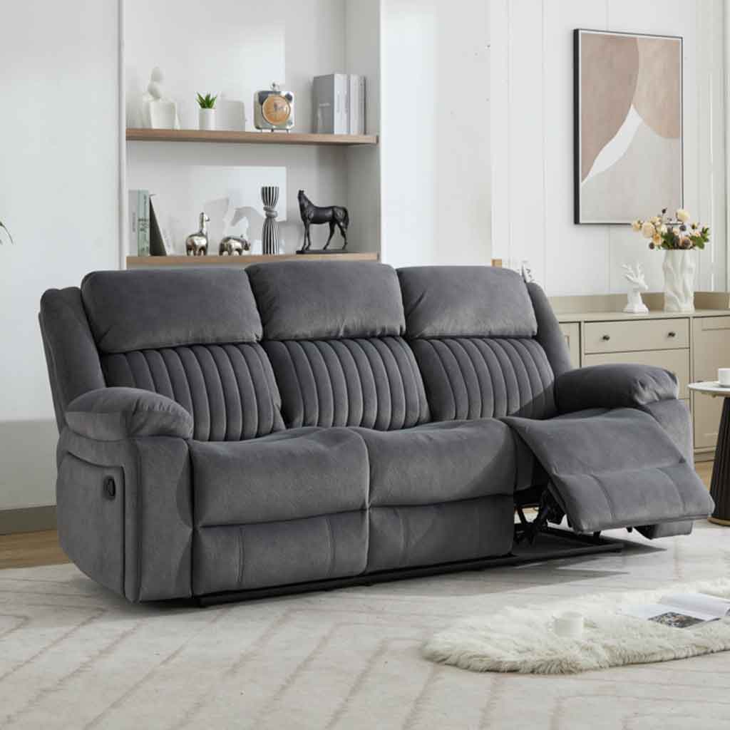 Martinez Fabric Recliner 3+1+1 Seater Sofa Set in Slate Grey
