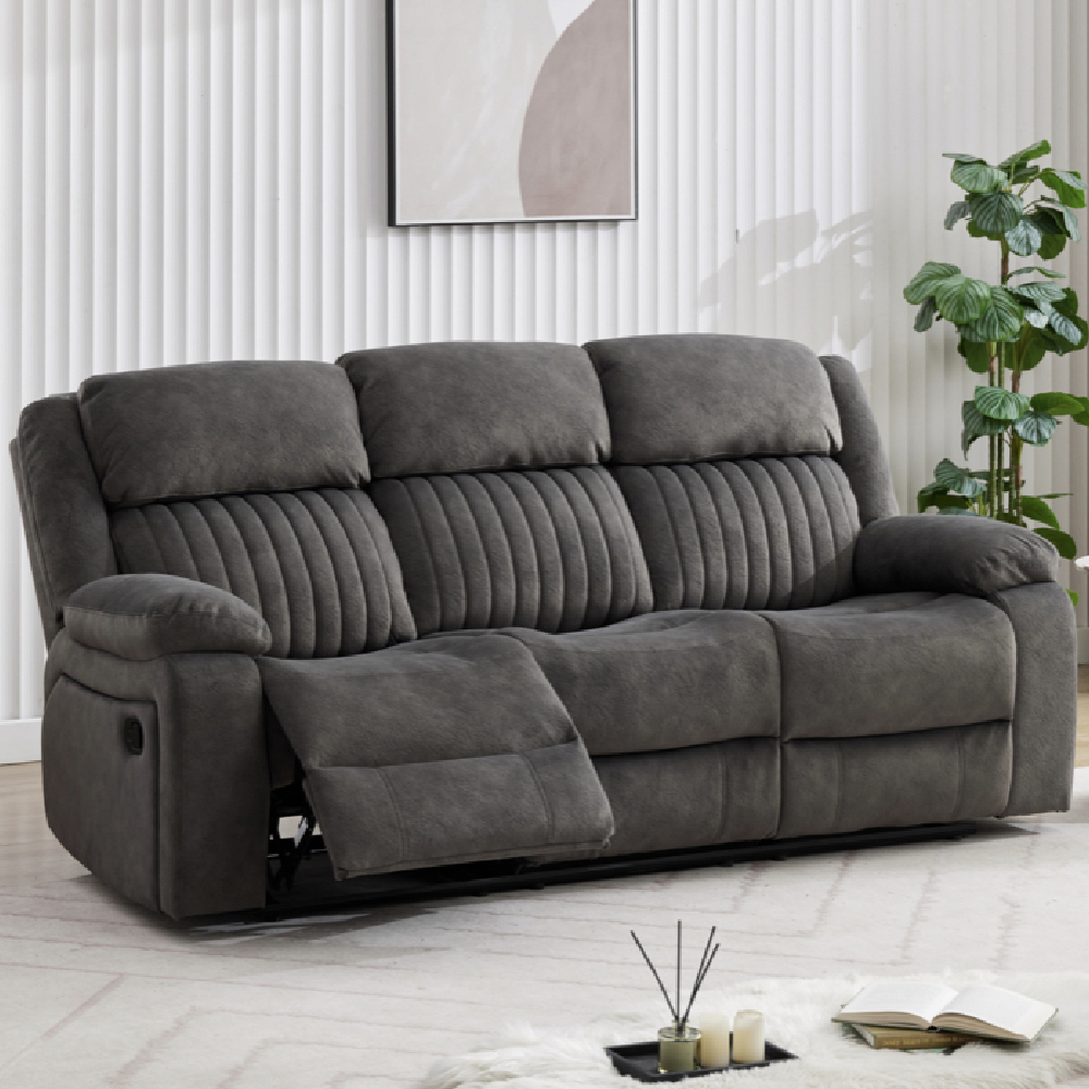 Martinez Fabric Recliner Sofa Suite In Iron