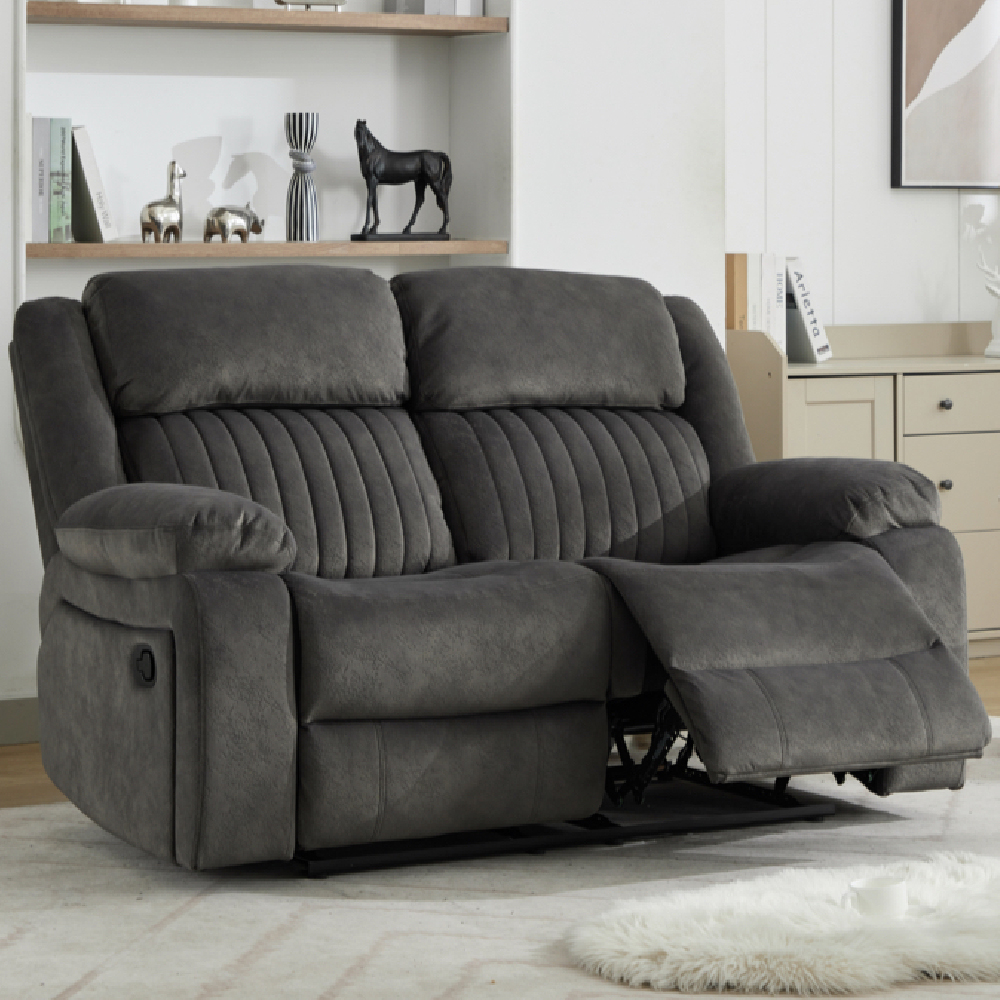 Martinez Fabric Recliner Sofa Suite In Iron