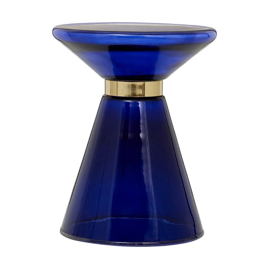 Itonda Blue Glass Side Table With Gold Finish