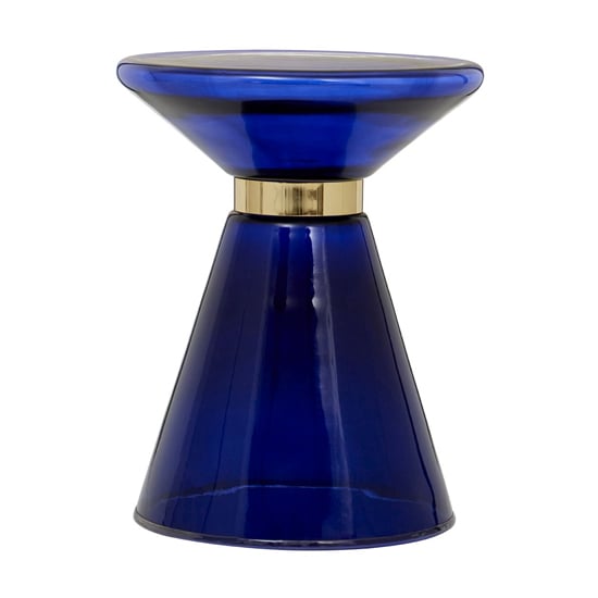 Product photograph of Itonda Blue Glass Side Table With Gold Finish from Furniture in Fashion