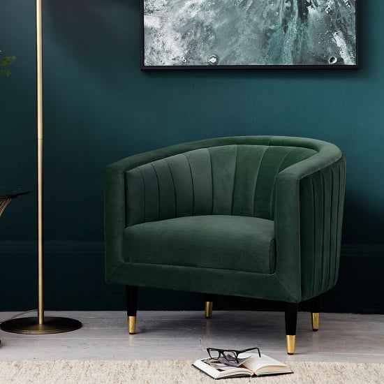 View Martino modern fabric armchair in mallard velvet