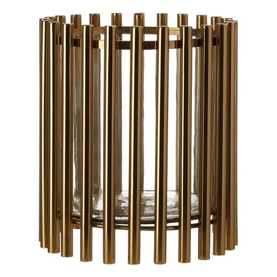 Read more about Martino small glass candle holder in gold steel frame