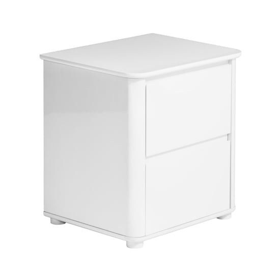 Martos Wooden High Gloss Bedside Cabinet In White