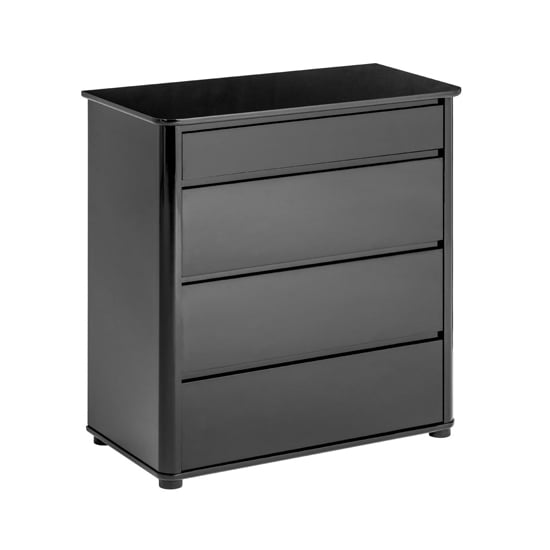 Martos Wooden High Gloss Chest Of Drawers In Black | FiF