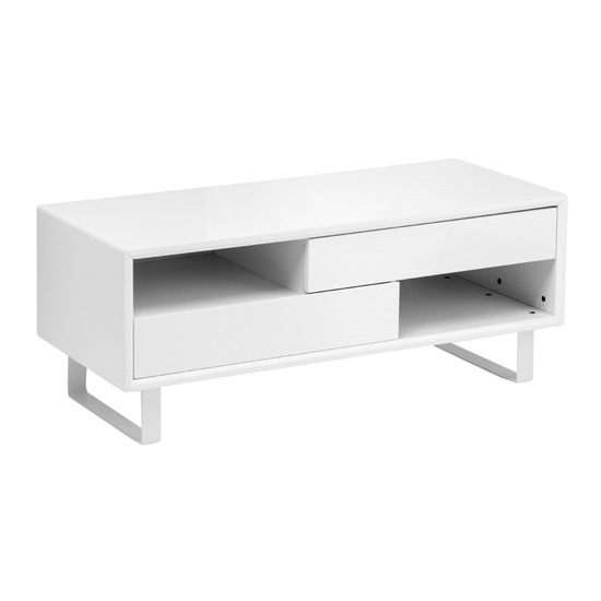 Read more about Martos high gloss coffee table with 2 drawers in white