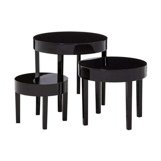 Photo of Martos high gloss nest of 3 tables in black