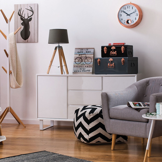 Martos High Gloss Sideboard With 2 Doors And 3 Drawers In White