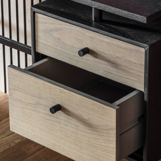 Marvale Wooden Laptop Desk With 2 Drawers In Black And Natural