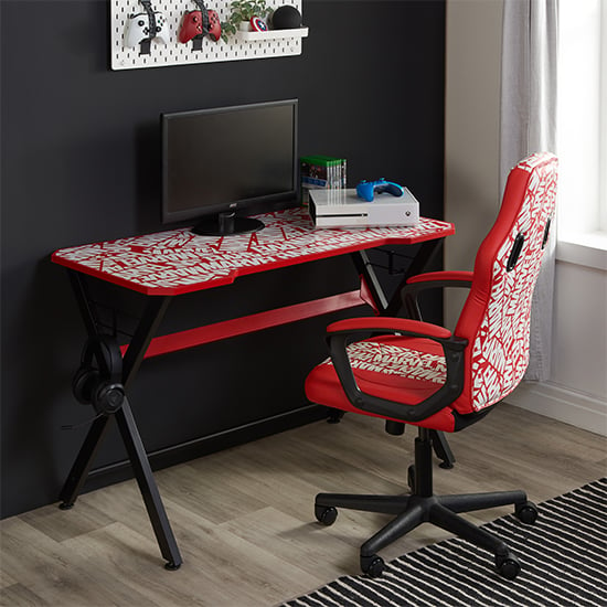 Read more about Marvel wooden children computer gaming desk in multi-colour