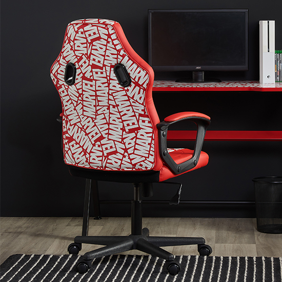 Marvel Faux Leather Childrens Computer Gaming Chair In Red_2