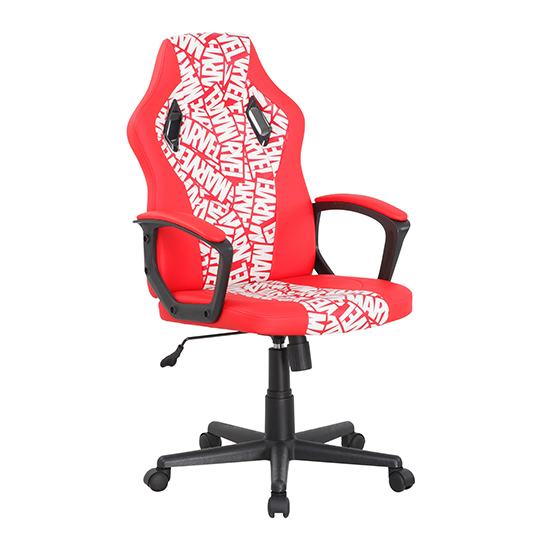 Marvel Faux Leather Childrens Computer Gaming Chair In Red_5