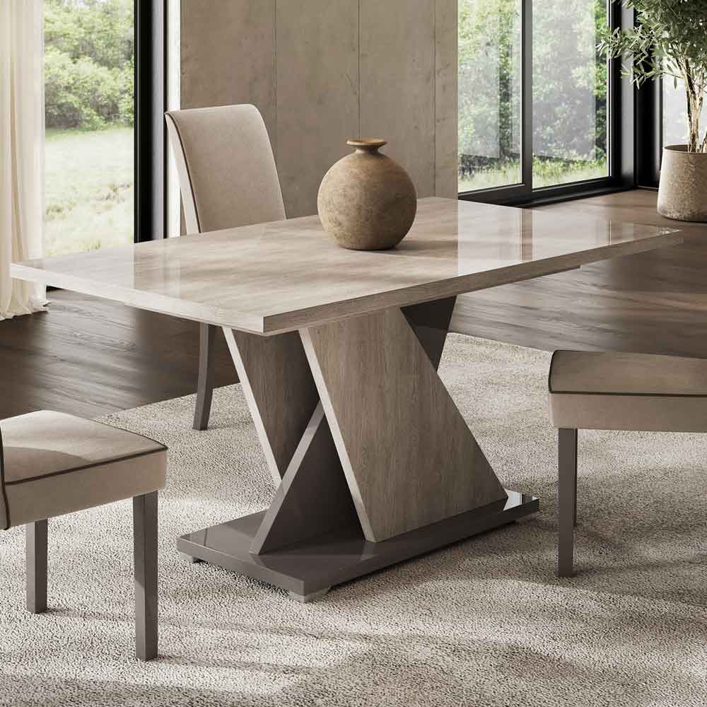Marvix High Gloss Extending Dining Table In Grey