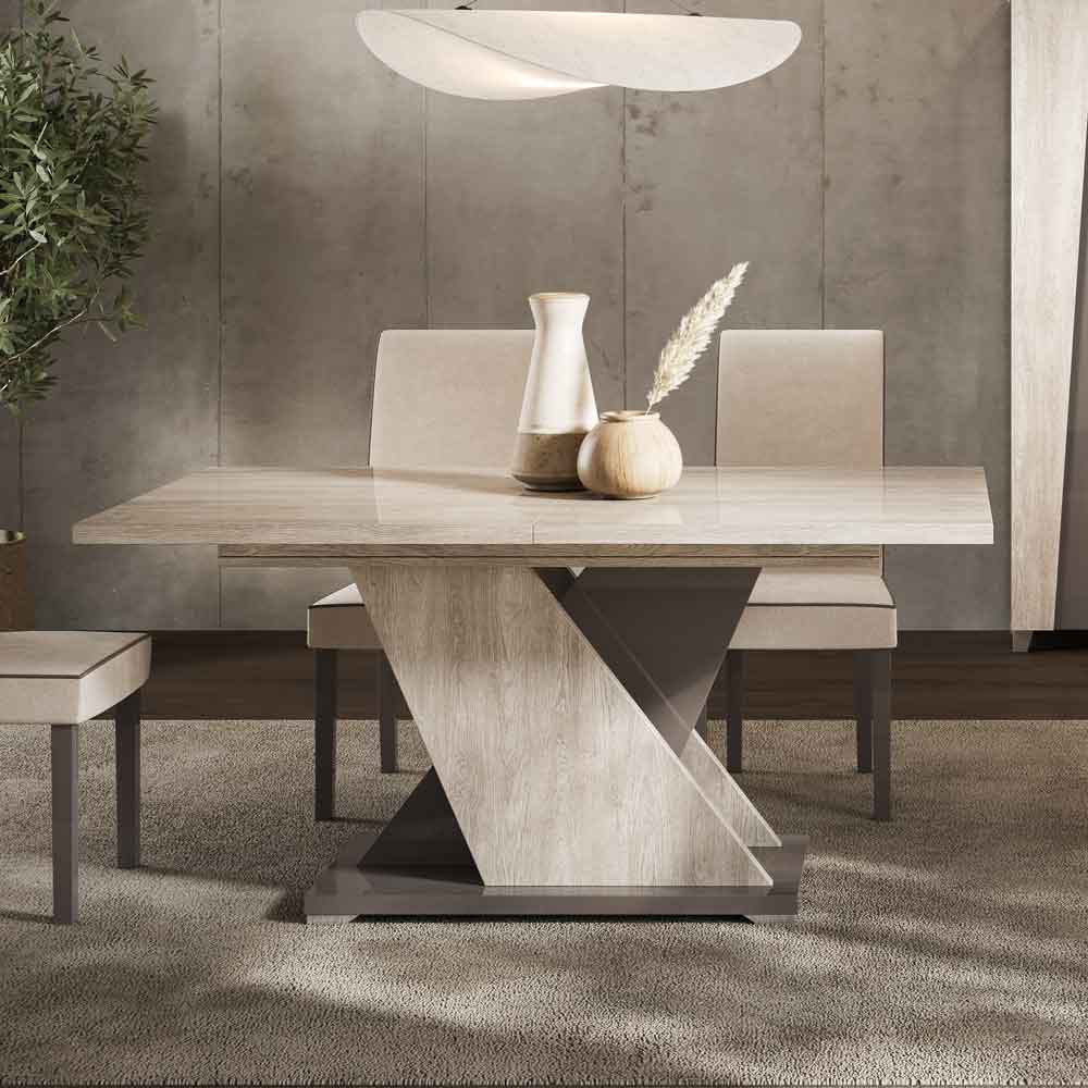 Marvix High Gloss Extending Dining Table in Grey