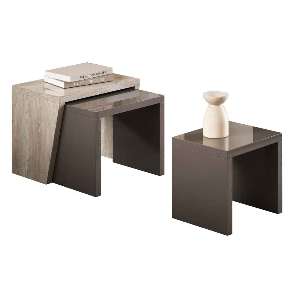 Marvix High Gloss Nest of 3 Tables in Grey