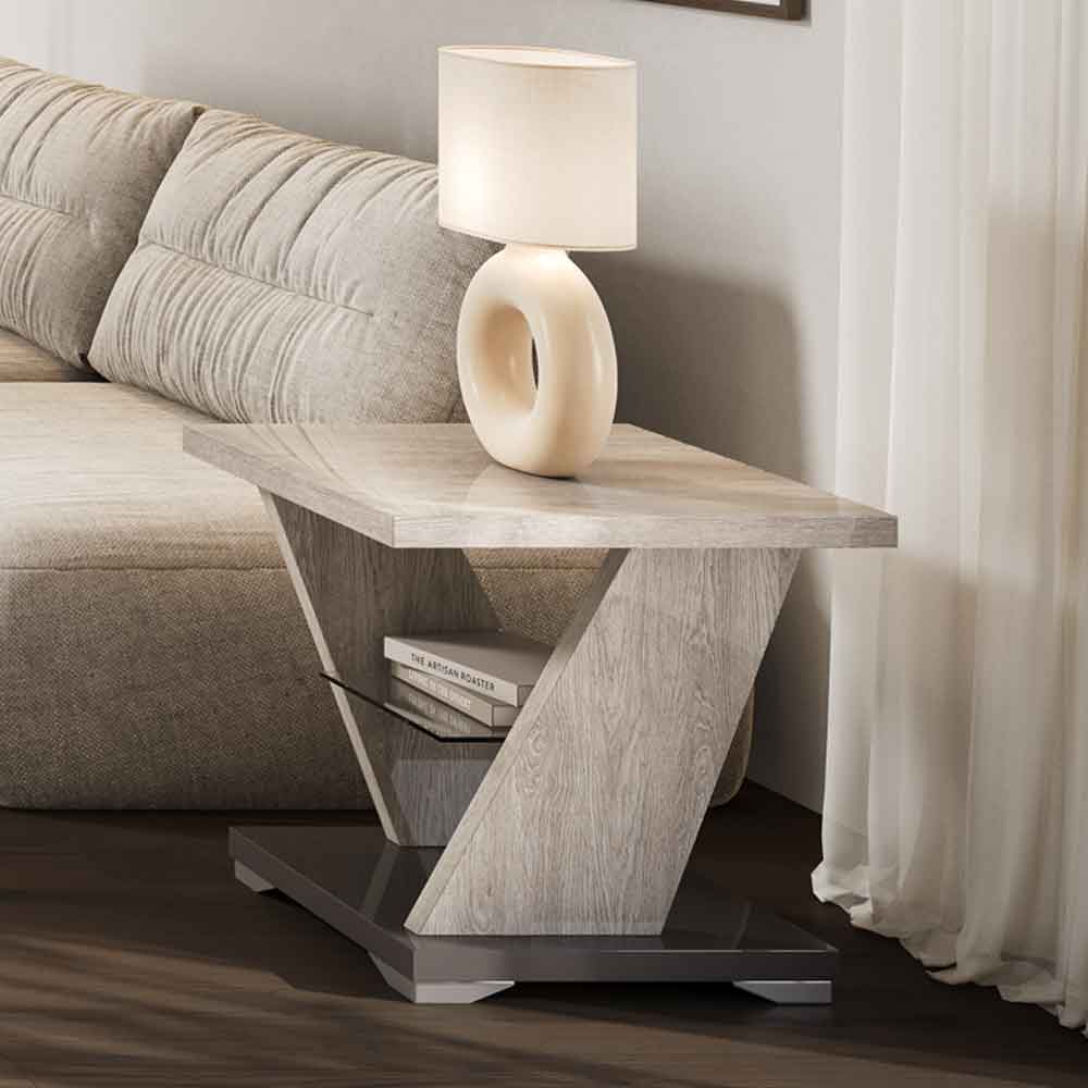 Marvix High Gloss Side Table in Grey