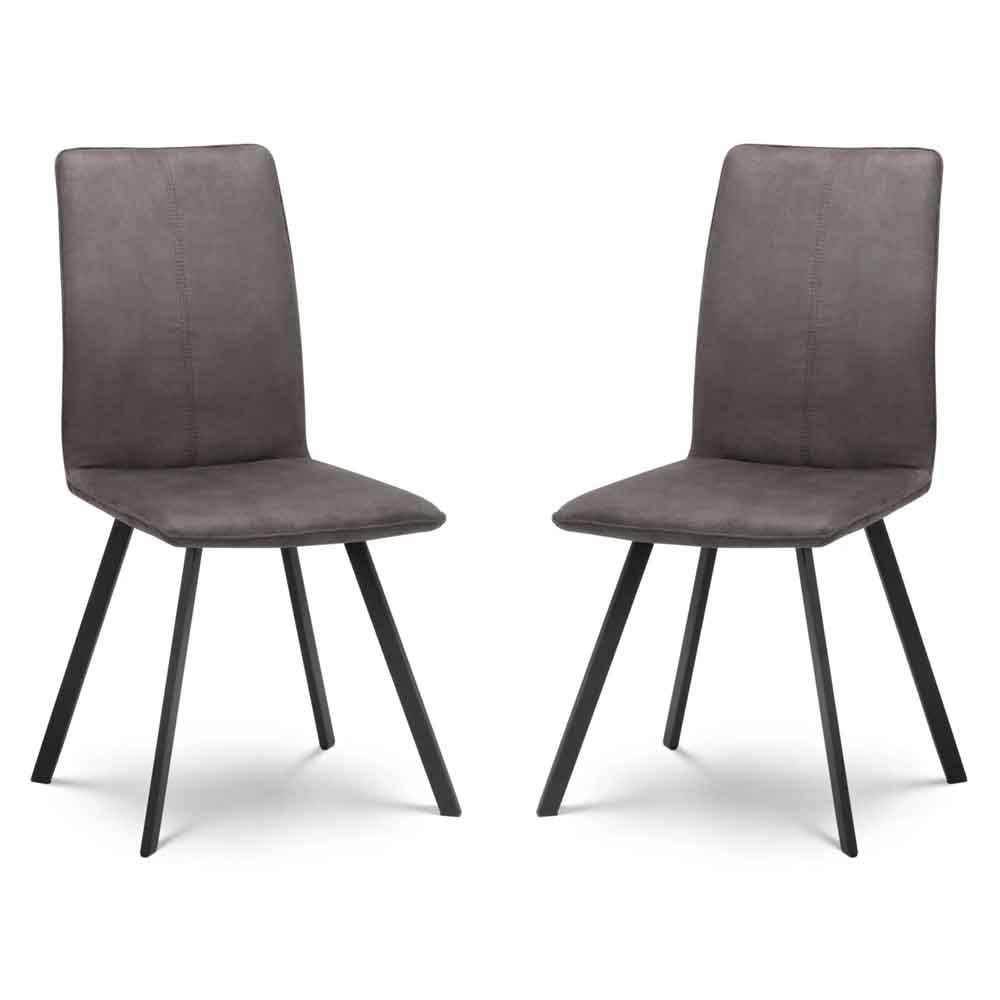 marvon charcoal grey fabric dining chairs with black legs in pair-image-132469