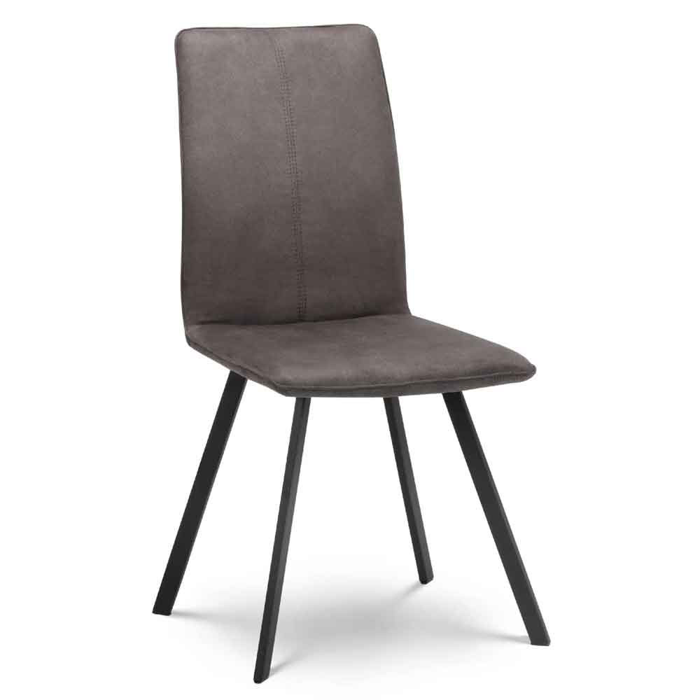Marvon Charcoal Grey Fabric Dining Chairs with Black Legs in Pair