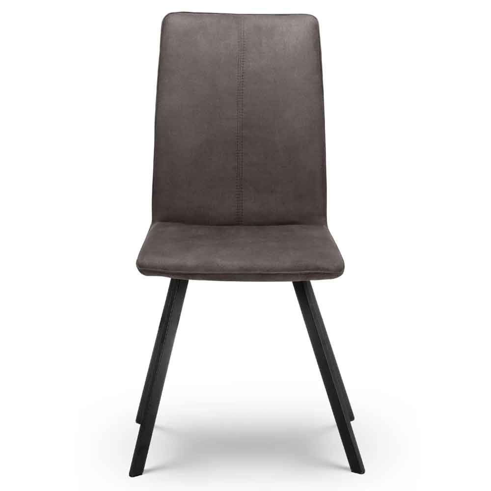 Marvon Charcoal Grey Fabric Dining Chairs with Black Legs in Pair