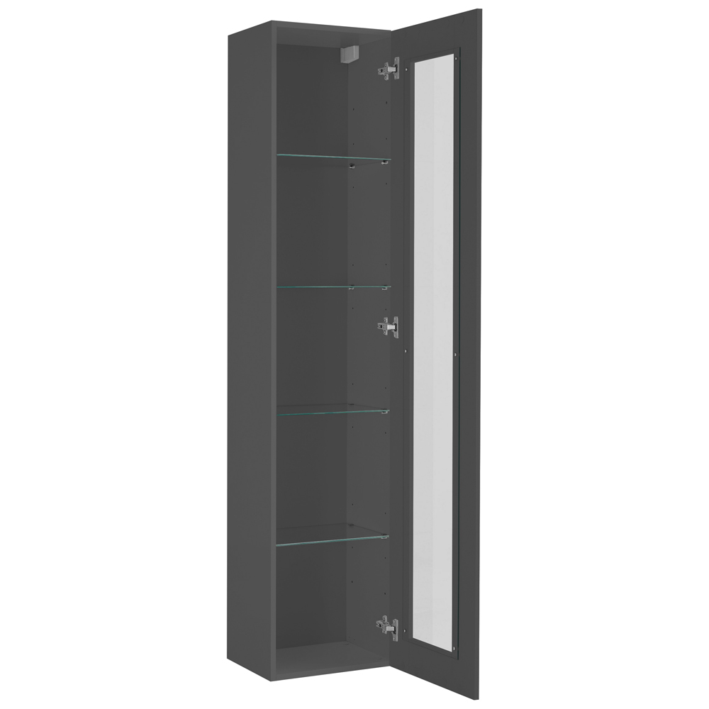 Mcrae Wooden LED Display Cabinet With 1 Glass Door In Matt Anthracite