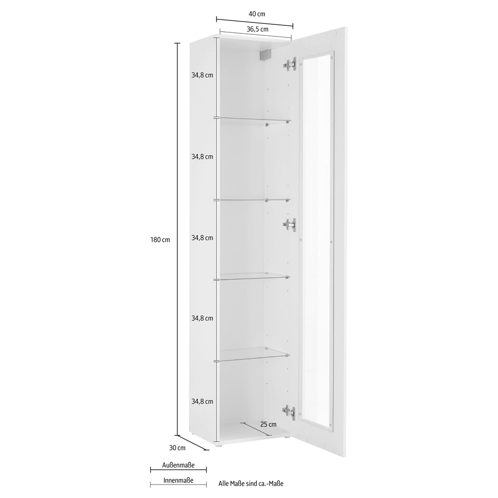 Mcrae Wooden LED Display Cabinet With 1 Glass Door In Matt Anthracite