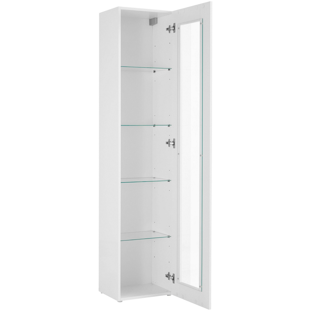 Mcrae Wooden LED Display Cabinet With 1 Glass Door In Matt White