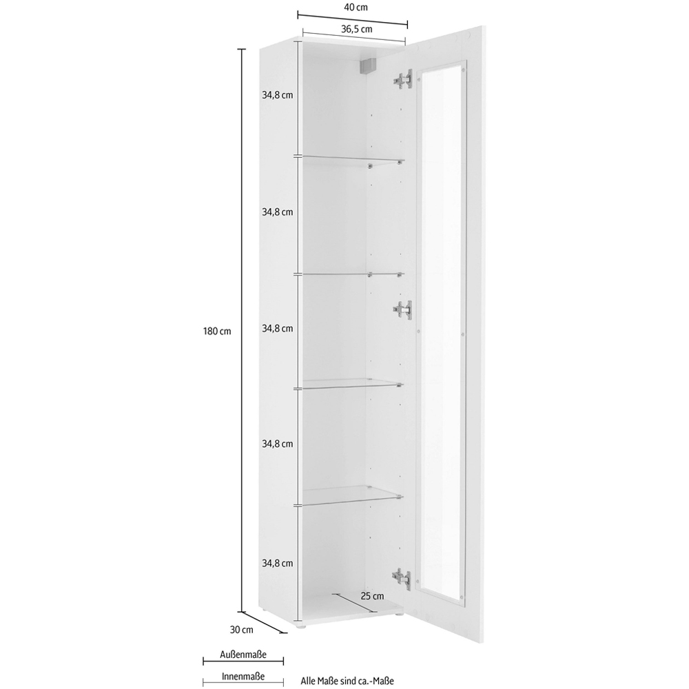 Mcrae Wooden LED Display Cabinet With 1 Glass Door In Matt White