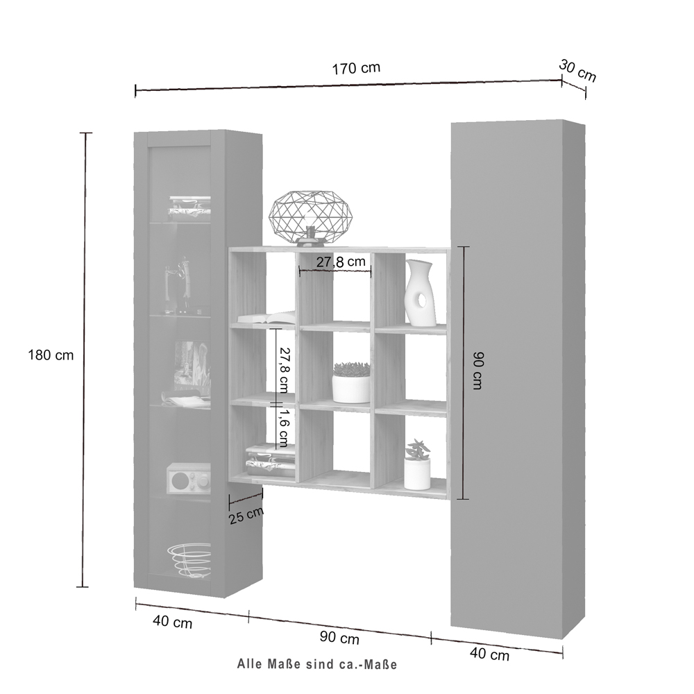 Marysville Wooden LED Display Cabinet With 2 Doors And 9 Shelves In Anthracite Oak
