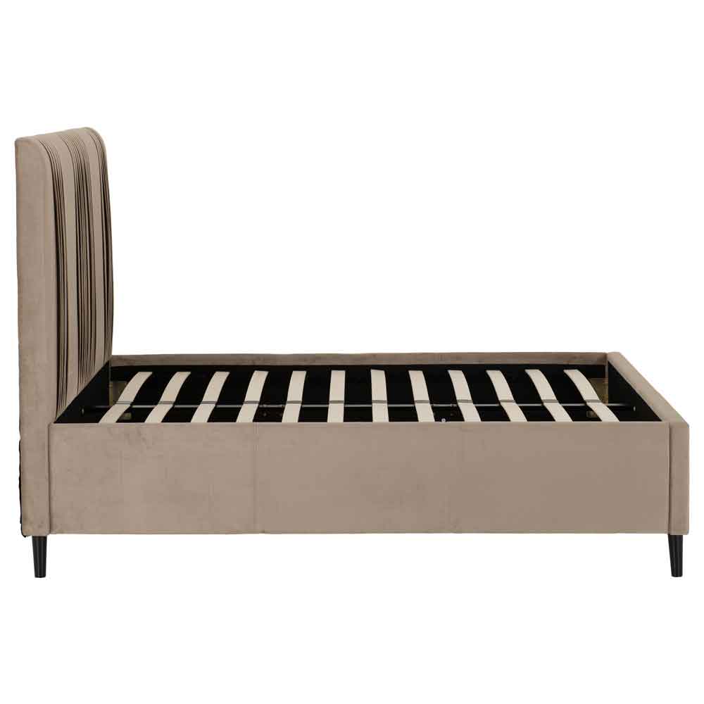 Marzello Velvet Double Bed in Taupe