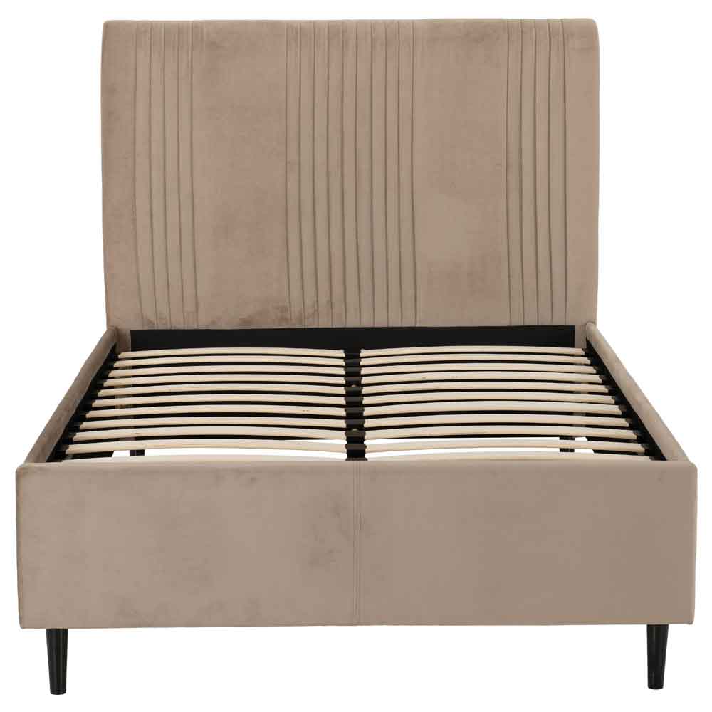 Marzello Velvet Double Bed in Taupe
