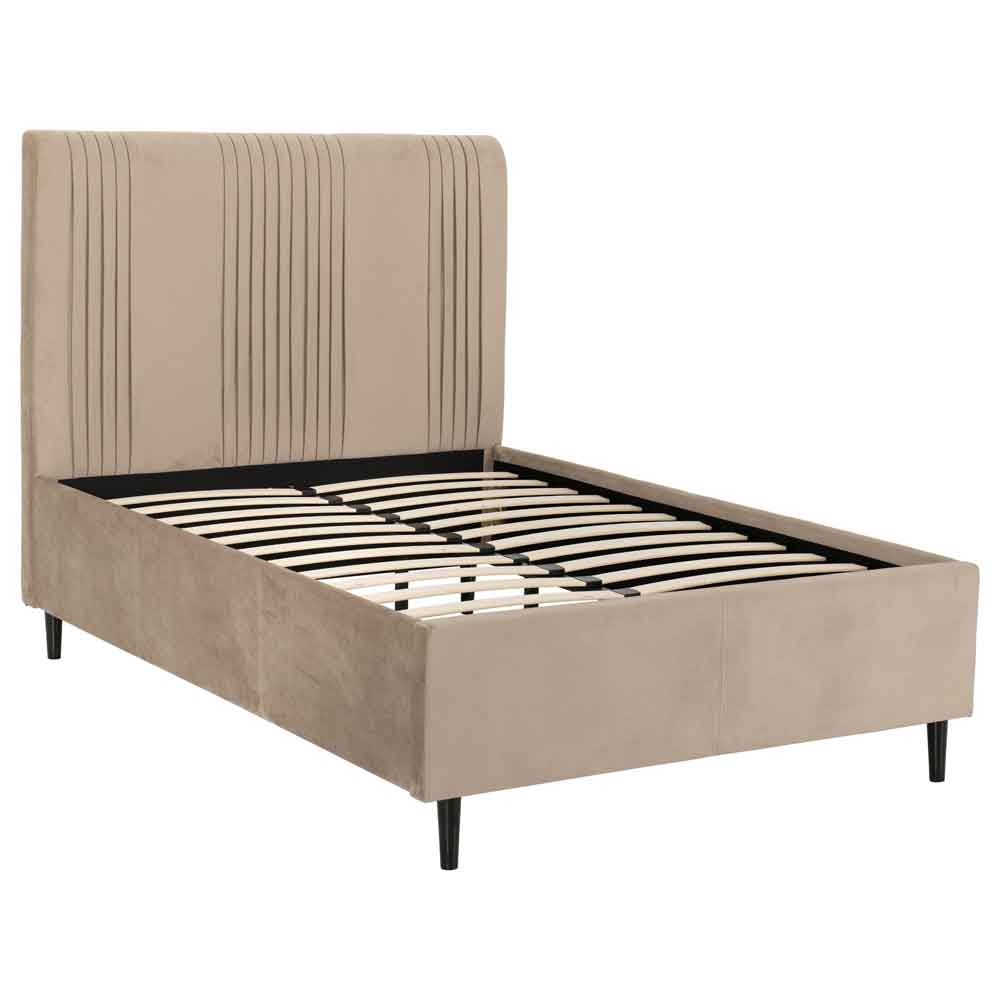Marzello Velvet King Size Bed in Taupe