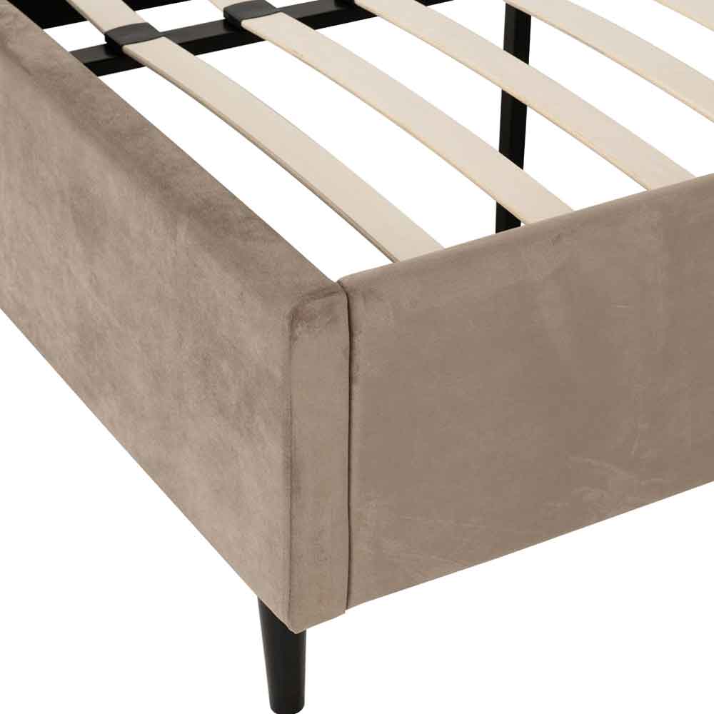 Marzello Velvet King Size Bed in Taupe