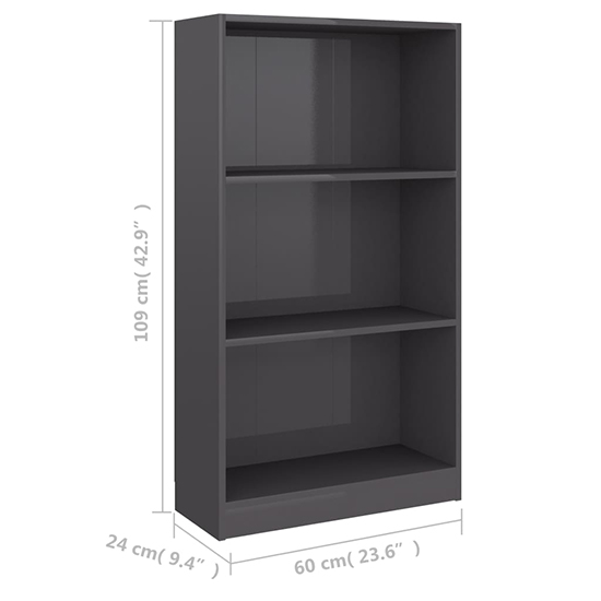 Masato 3-Tier High Gloss Bookshelf In Grey_4