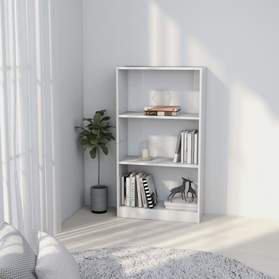 Product photograph of Masato 3-tier High Gloss Bookshelf In White from Furniture in Fashion