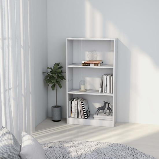 Masato 3-Tier High Gloss Bookshelf In White