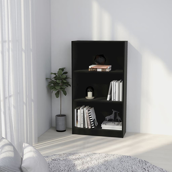 Photo of Masato 3-tier wooden bookshelf in black