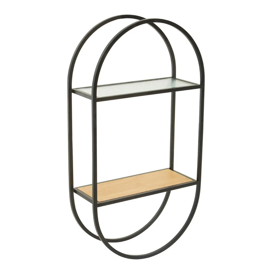Masaya Wall Hung 2-Tier Shelving Unit With Black Metal Frame