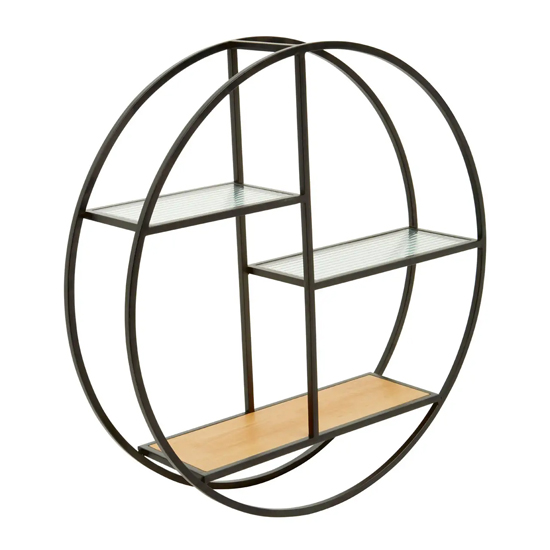 Masaya Wall Hung 3-Tier Shelving Unit With Black Metal Frame