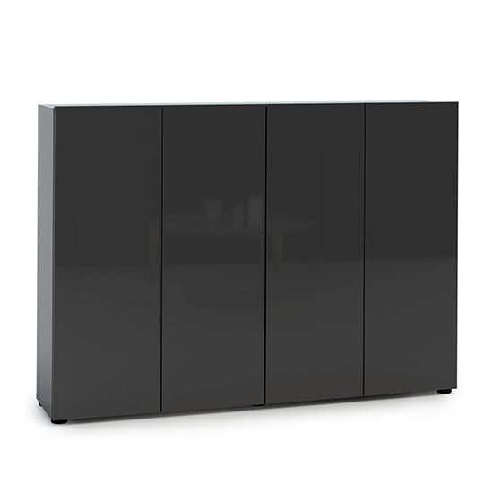 Product photograph of Maestro High Gloss Shoe Cabinet 4 Doors 10 Shelves In Anthracite from Furniture in Fashion