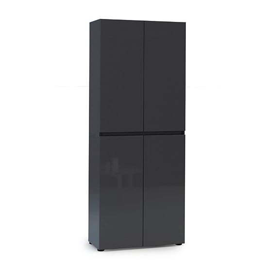 Maestro High Gloss Shoe Cabinet Tall 4 Doors In Anthracite