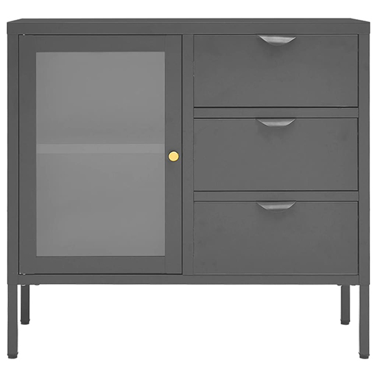 Masika Steel Display Cabinet With 1 Door 3 Drawer In Anthracite_3