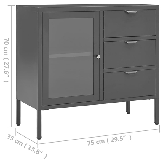 Masika Steel Display Cabinet With 1 Door 3 Drawer In Anthracite